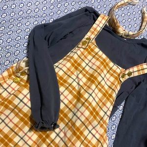 3piece outfit. Overall dress w/ Navy top & matching headband.